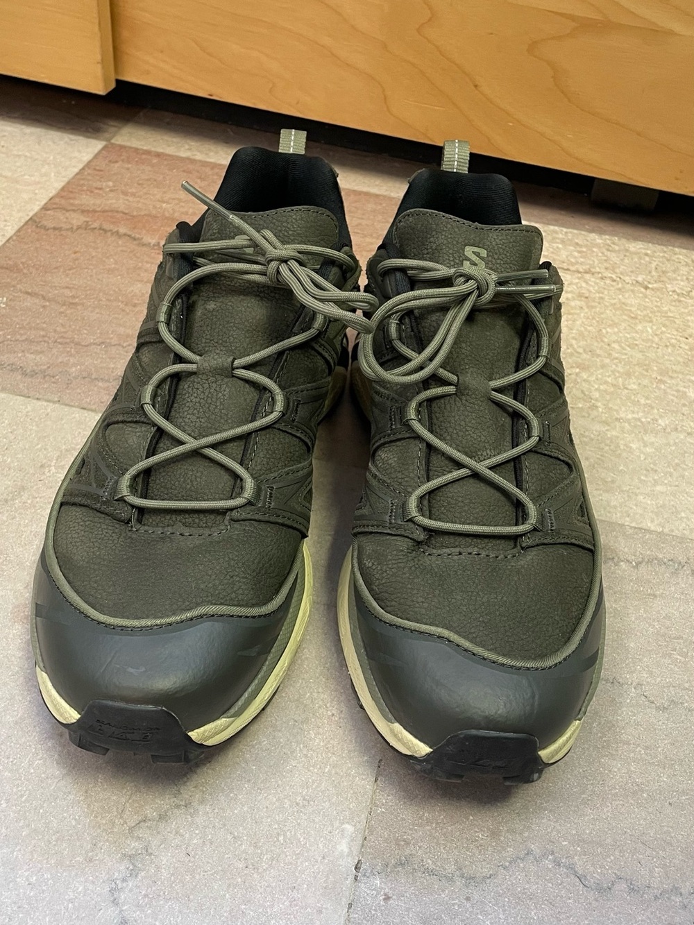 Salomon xt-6 expanse leather peat Men's Trail Sneaker in Olive Green - Picture 2 of 9